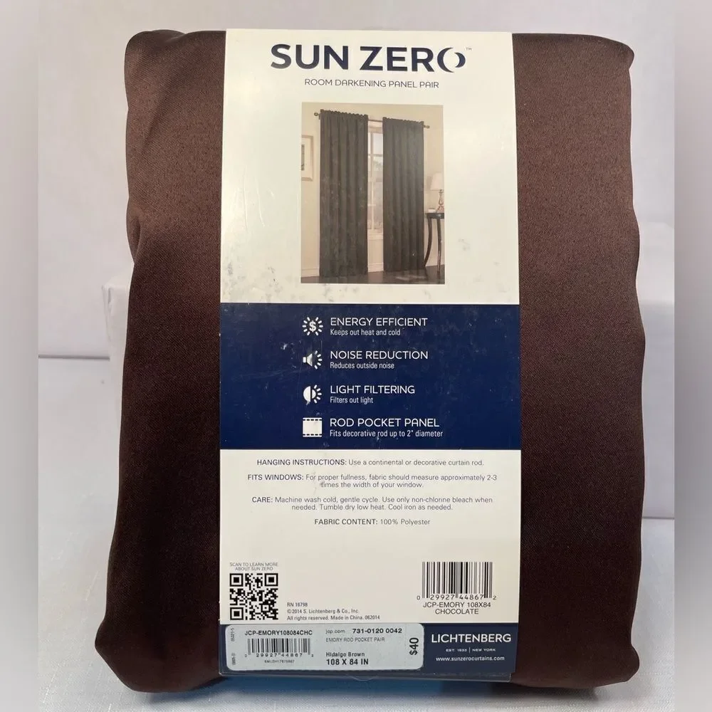 Sun Zero Brown Room Darkening Curtains